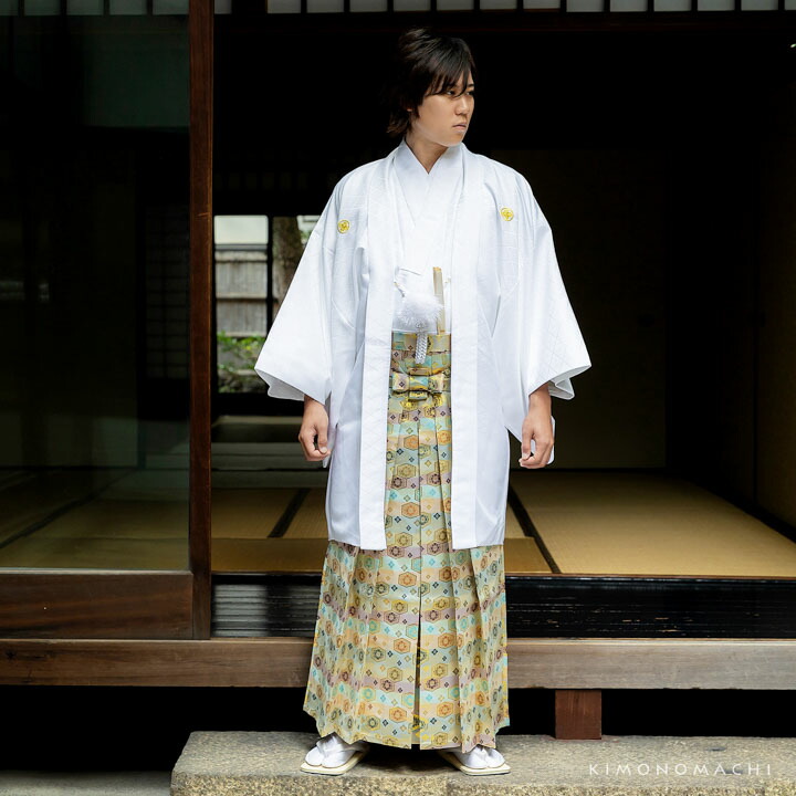 男性 袴 金襴袴 行灯袴 単品「生成り蜀江文・桜鼠色系段ぼかし亀甲文・紺地蜀江文・黒色系段ぼかし亀甲文」S/M/L/LL サイズ 卒業式 成人式 稽古 紳士 おとこ 着物 結婚式 メンズ【メール便不可】