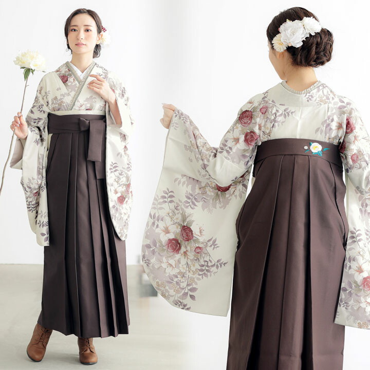 袴 セット 卒業式 女性 4点セット「二尺袖+刺繍袴+袴下帯+襦袢」卒業式