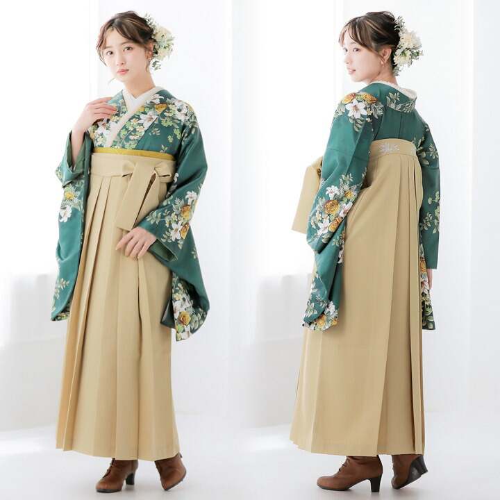 袴 セット 卒業式 女性 4点セット「二尺袖+刺繍袴+袴下帯+襦袢」卒業式