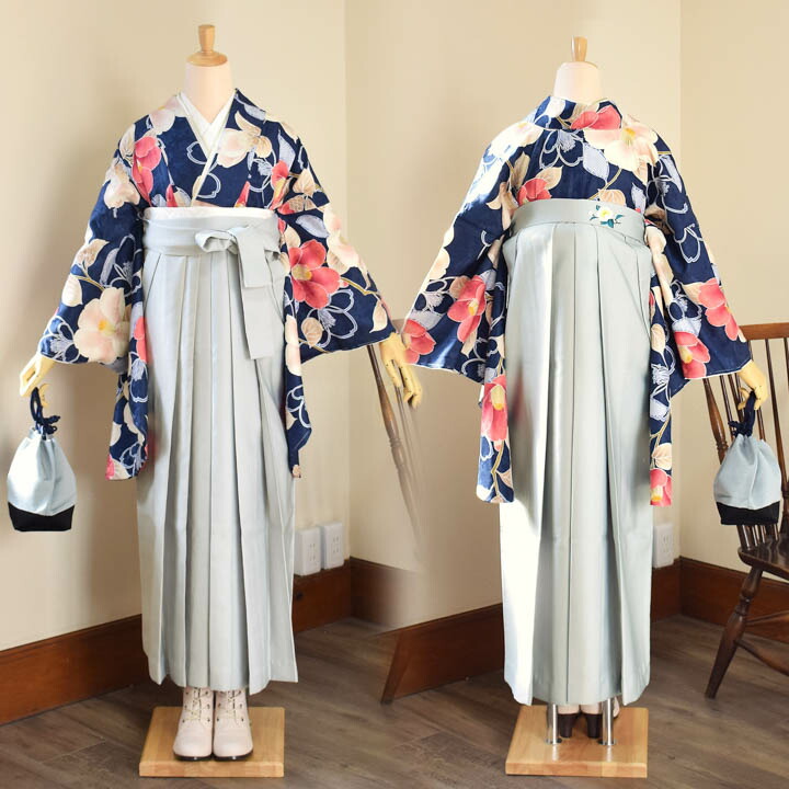袴 セット 卒業式 女性 4点セット「二尺袖+刺繍袴+袴下帯+襦袢」卒業式 女性 レディース お仕立て上がり 袴セット 二尺袖着物セット 着物(メール便不可)の画像