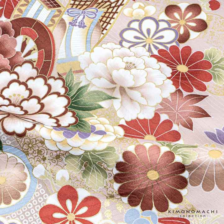 袴 セット 卒業式 女性 4点セット「絵羽二尺袖：鴇鼠色 雲取りに松竹梅と花、貝桶+刺繍袴：アンティークブラウン+袴下帯：白+襦袢」卒業式 女性 (メール便不可)