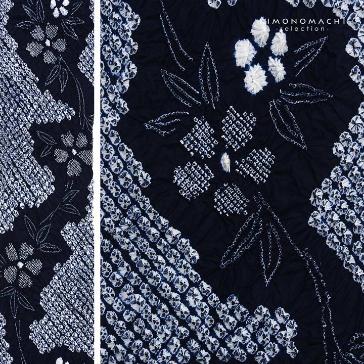 絞り浴衣反物「福豊 濃紺」有松絞り 女性浴衣 レディース浴衣 絞り浴衣 綿浴衣 未仕立て【メール便不可】