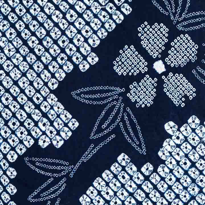 お仕立て上がり絞り浴衣単品「五弁花 濃紺（福豊）」有松絞り 女性浴衣