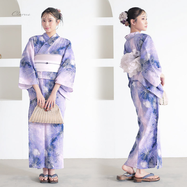 KIMONOMACHI Clarus レディース 女性浴衣 単品「夏の思い出 虹映えの