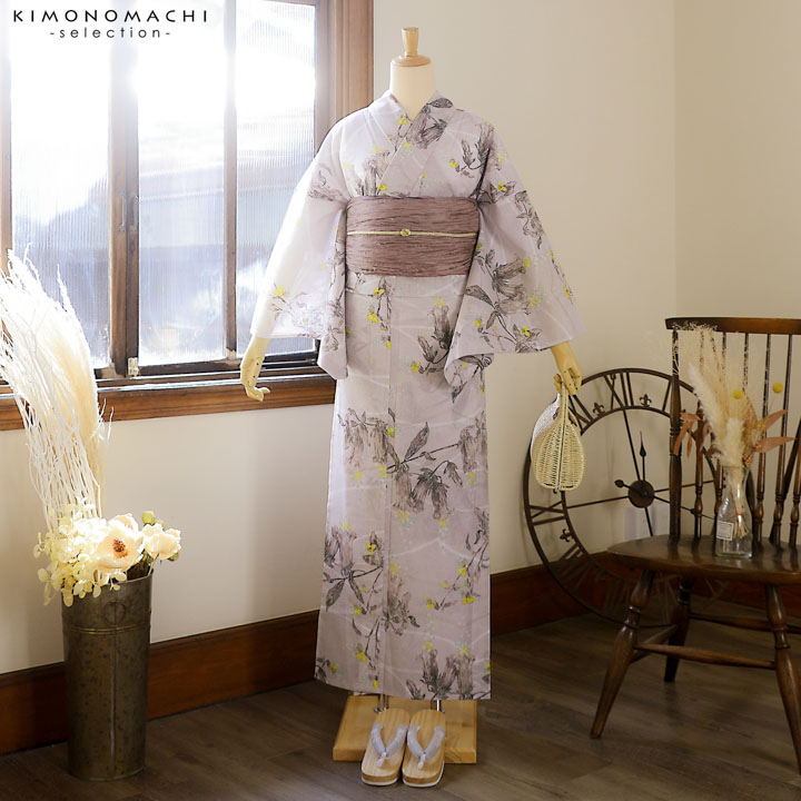浴衣 レディース ブランド浴衣 単品「みすゞうた あけかたの花 ピンク