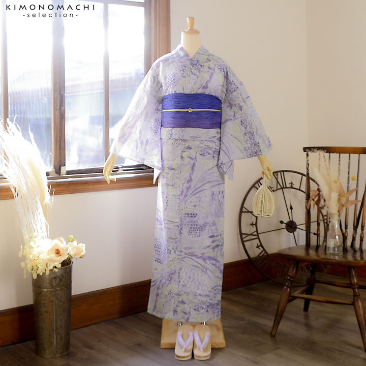 【再値下げ！】みすゞうた 浴衣 空いろの花 藤色 みすゞうた 浴衣 空いろの花 藤色