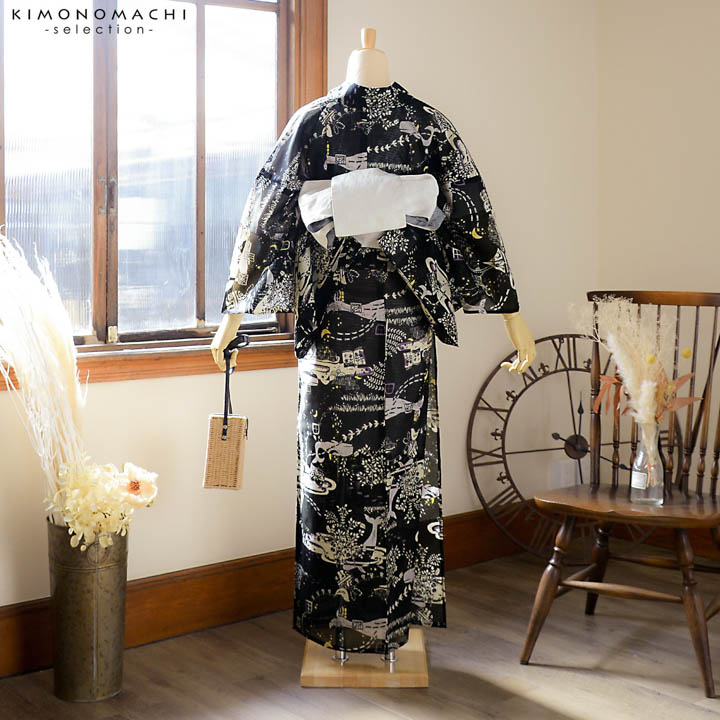 3846未使用美品　黒地絞り浴衣 楽天市場】送料無料 即日発送【浴衣3点セット】黒地ストライプ
