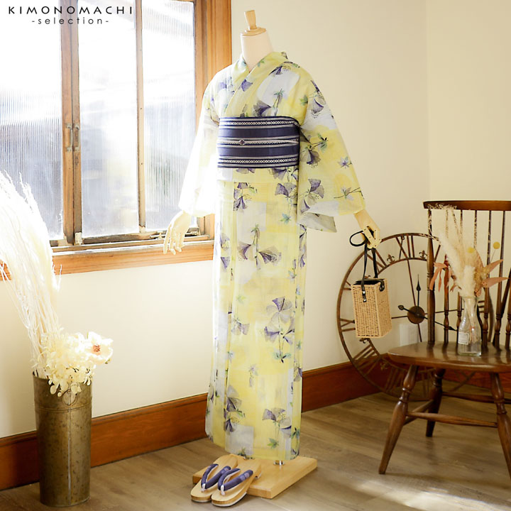 新品浴衣 みすゞうた 綿絽 花と鳥 - からん::アンティーク着物