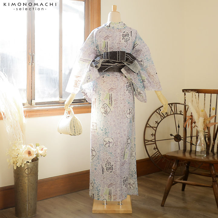 No.4049 浴衣 金子みすず 綿絽 着物 反物 新品未使用 （浴衣