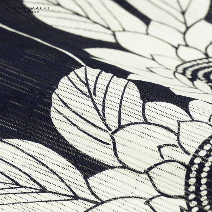 浴衣 レディース 単品 お仕立て上がり浴衣 綿絽浴衣「絞り風ひまわり