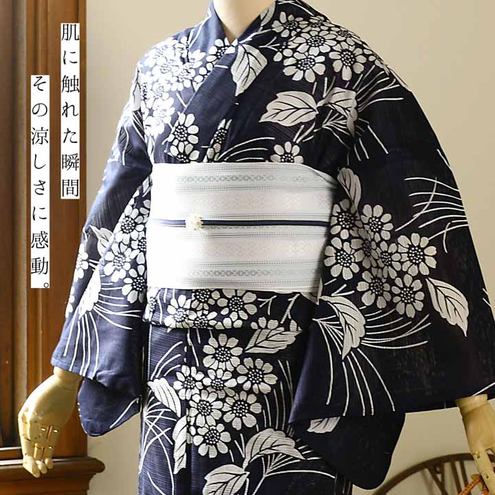 粋な大人の浴衣。小紋兼用　綿絽　流水笹文 楽天市場】綿絽 浴衣の通販