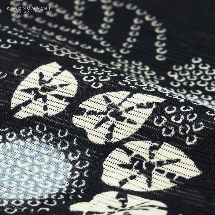浴衣 レディース 単品 お仕立て上がり浴衣 綿絽浴衣「絞り風ひまわり