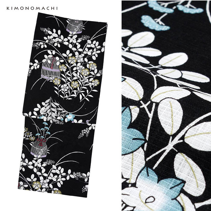 KIMONOMACHI 浴衣 レディース 大きいサイズ 女性浴衣単品「糸菊に菊花