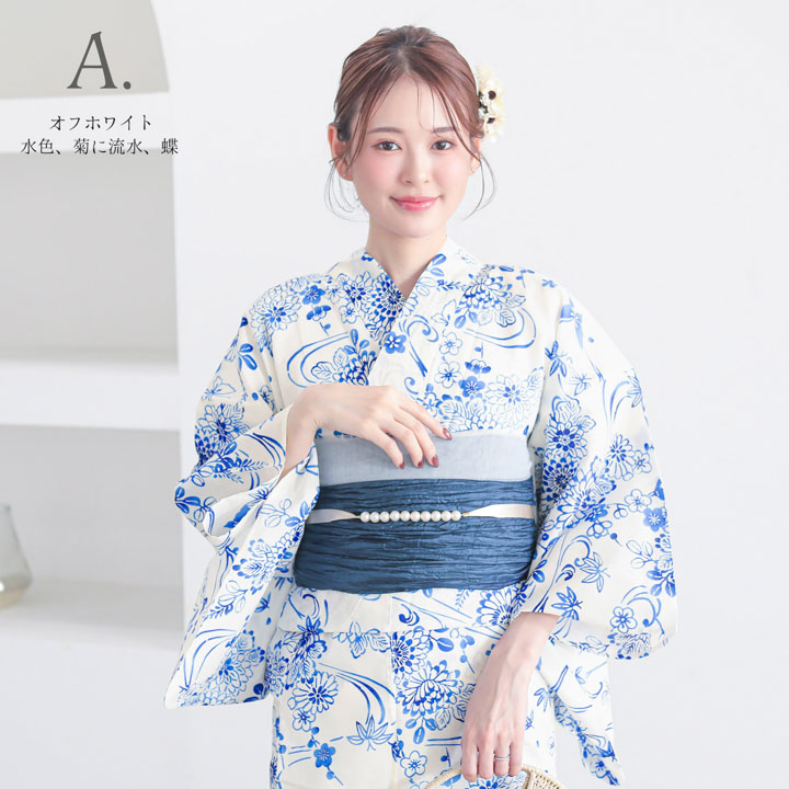 浴衣✿浴衣セット✿レディース浴衣✿しわ兵児帯✿兵児帯✿着物✿新品✿2点セット 浴衣 セット レディース 浴衣としわ兵児帯の2点セット「待宵草