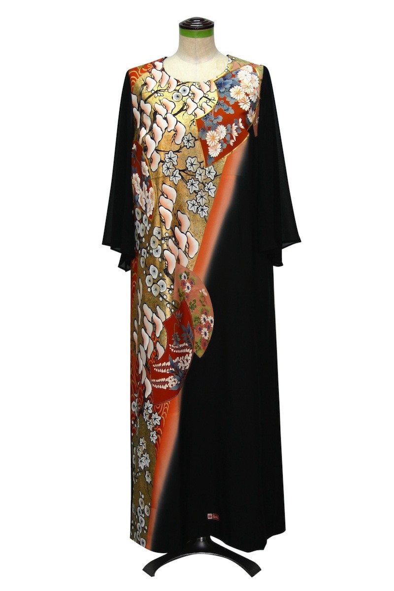 077一点物の正絹留袖ドレス【留袖ドレス 着物リメイクドレス 和ドレス