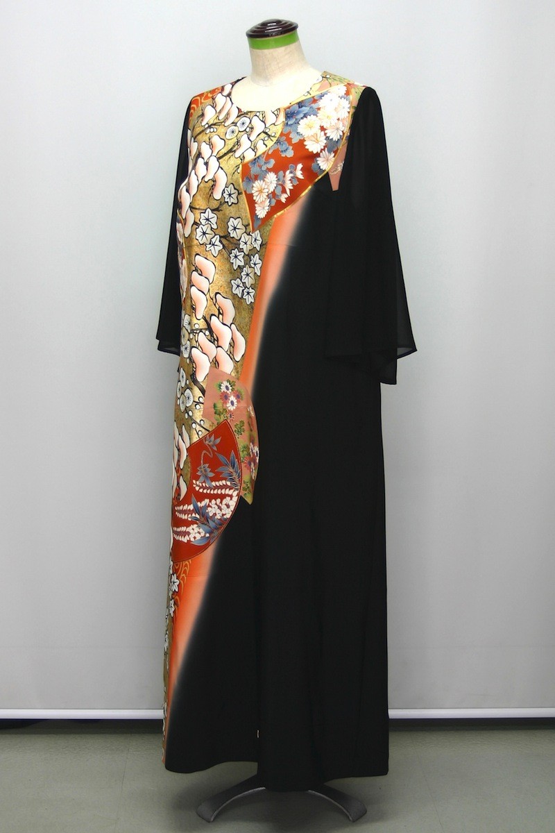 077一点物の正絹留袖ドレス【留袖ドレス 着物リメイクドレス 和ドレス