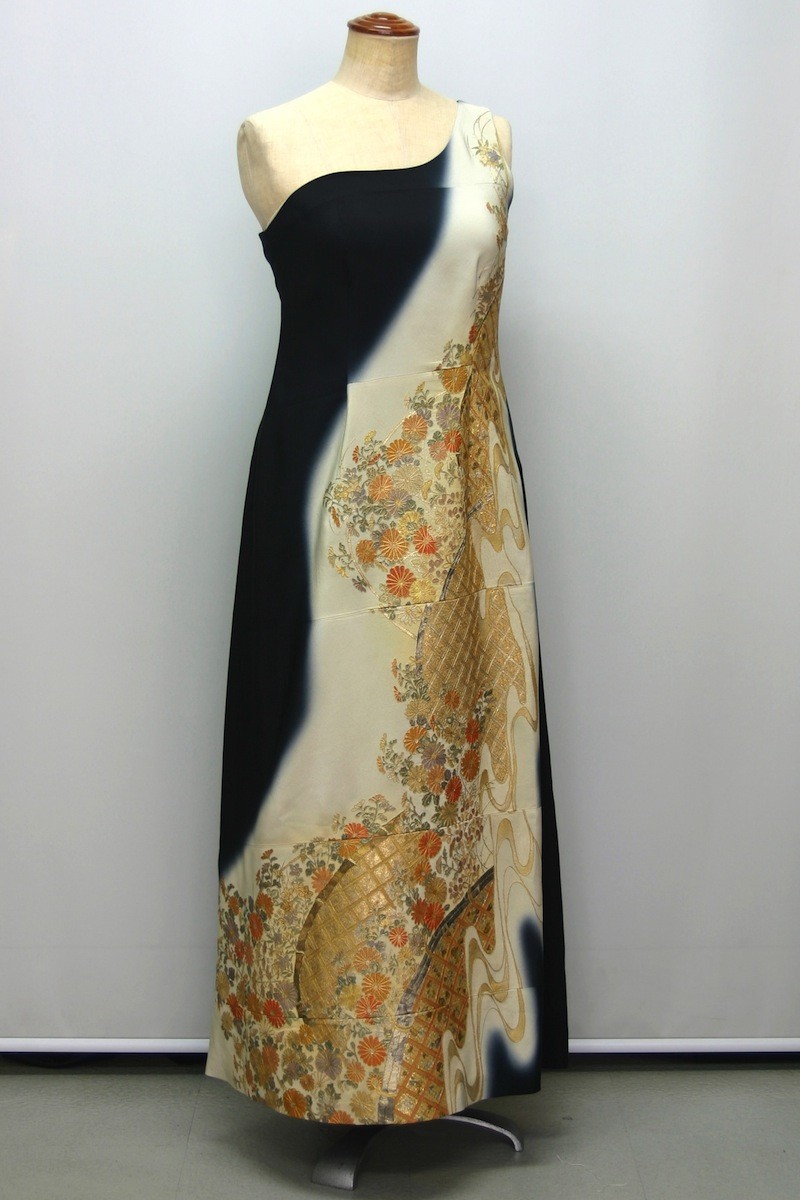 085一点物の正絹留袖ドレス【留袖ドレス 着物リメイクドレス 和ドレス