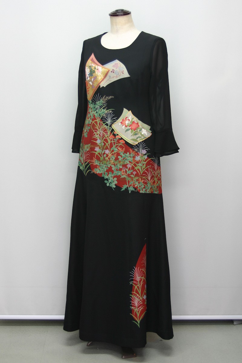 098一点物の正絹留袖ドレス【留袖ドレス 着物リメイクドレス 和ドレス