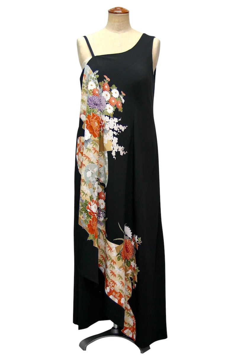 102一点物の正絹留袖ドレス【留袖ドレス 着物リメイクドレス 和ドレス