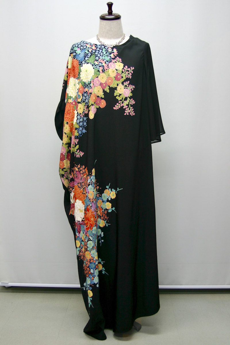 116一点物の正絹留袖ドレス【着物リメイクドレス 和ドレス 結婚式 母親