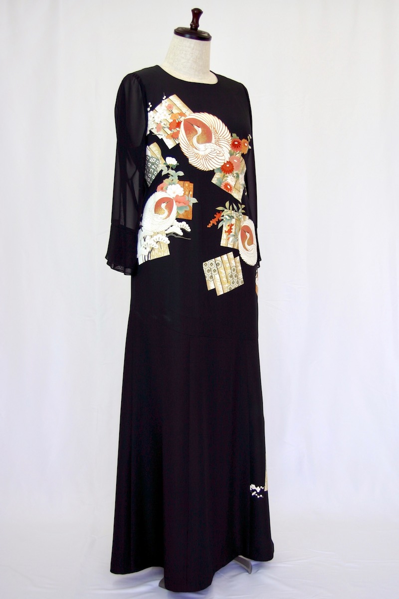 留袖ドレス 187 一点物の正絹留袖ドレス【着物リメイクドレス 和ドレス 結婚式