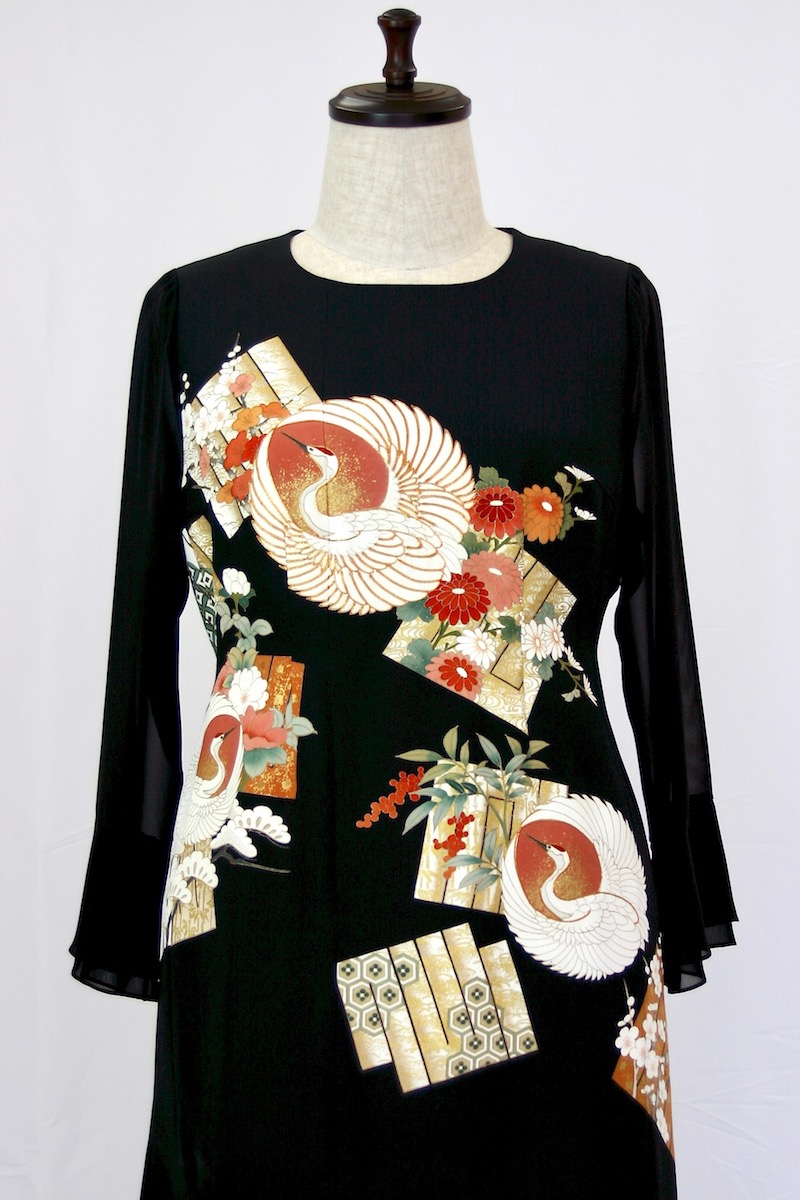 187 一点物の正絹留袖ドレス【着物リメイクドレス 和ドレス 結婚式