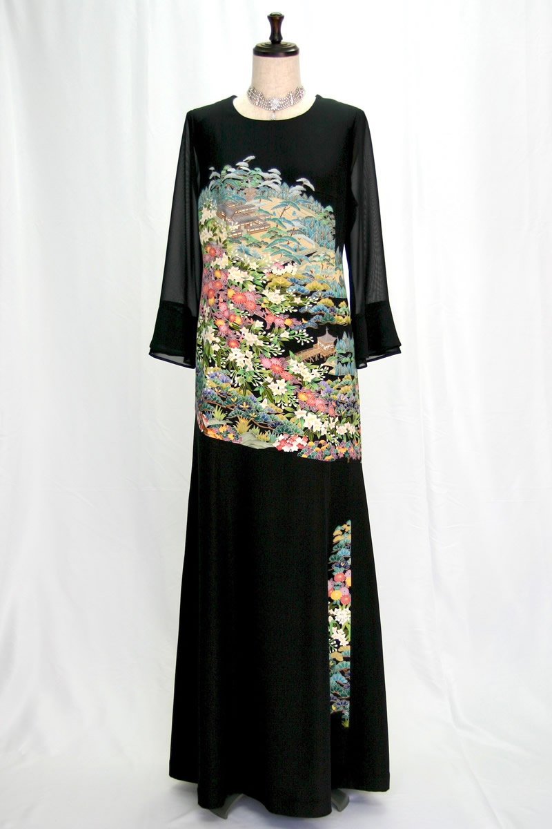 237 一点物の正絹留袖ドレス【着物リメイクドレス 和ドレス 結婚式