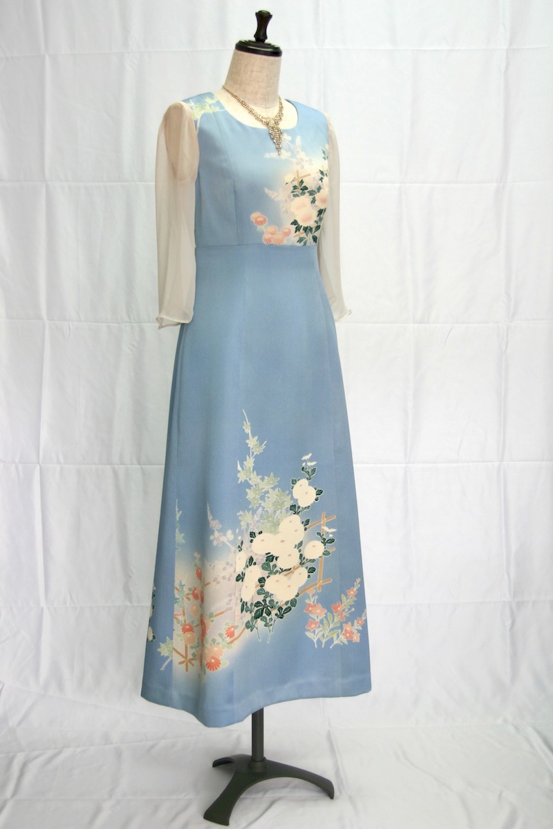 2207一点物の正絹着物ドレス【着物ドレス 着物リメイク パーティー