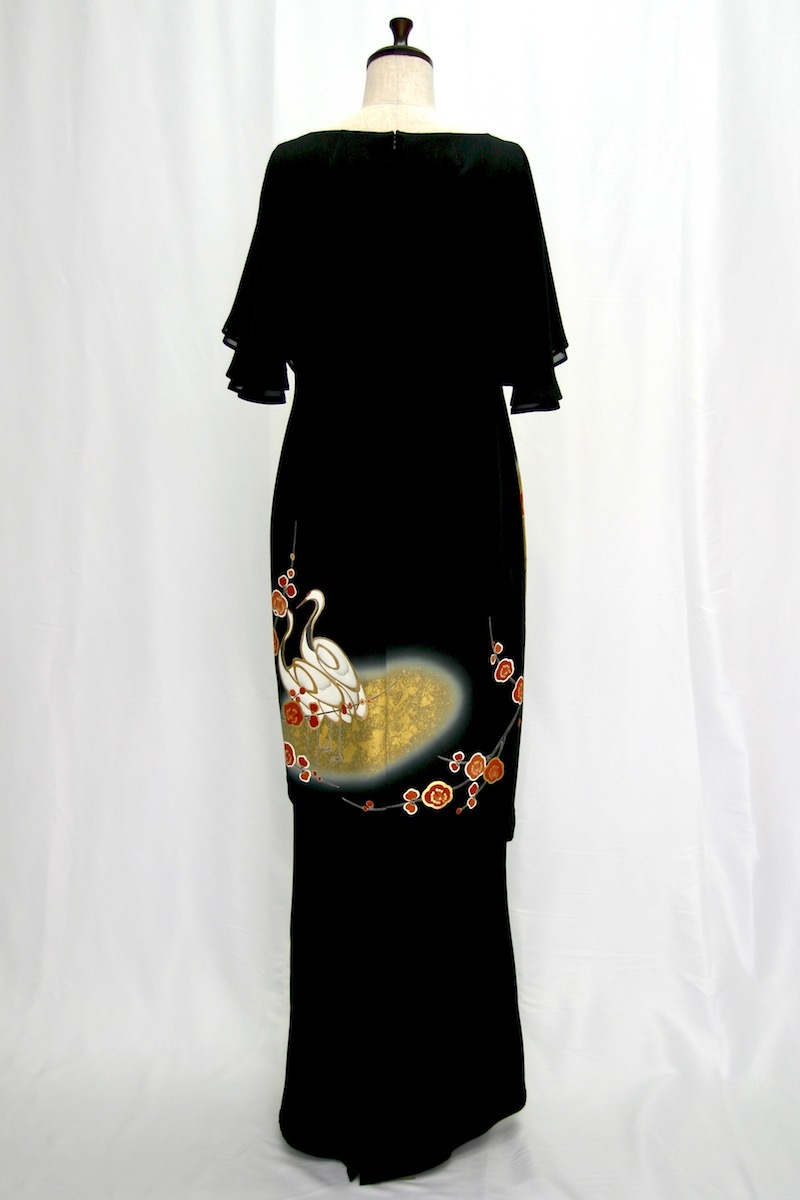 一点物　絹　着物　ペンシルドレス　ワンピース ハンドメイド　kimono 黒 一点物 絹 着物 ペンシルドレス ワンピース ハンドメイド kimono