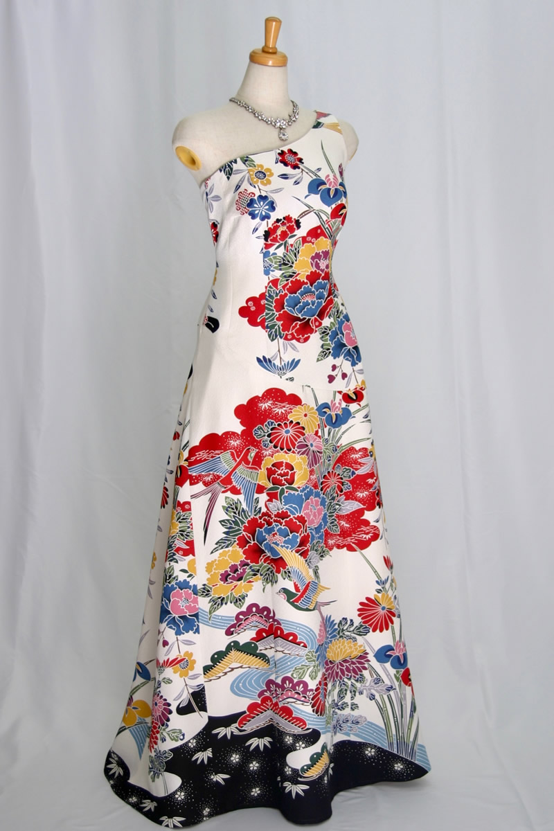 着物ドレス 2222一点物の正絹着物ドレス【着物ドレス 着物リメイク パーティー