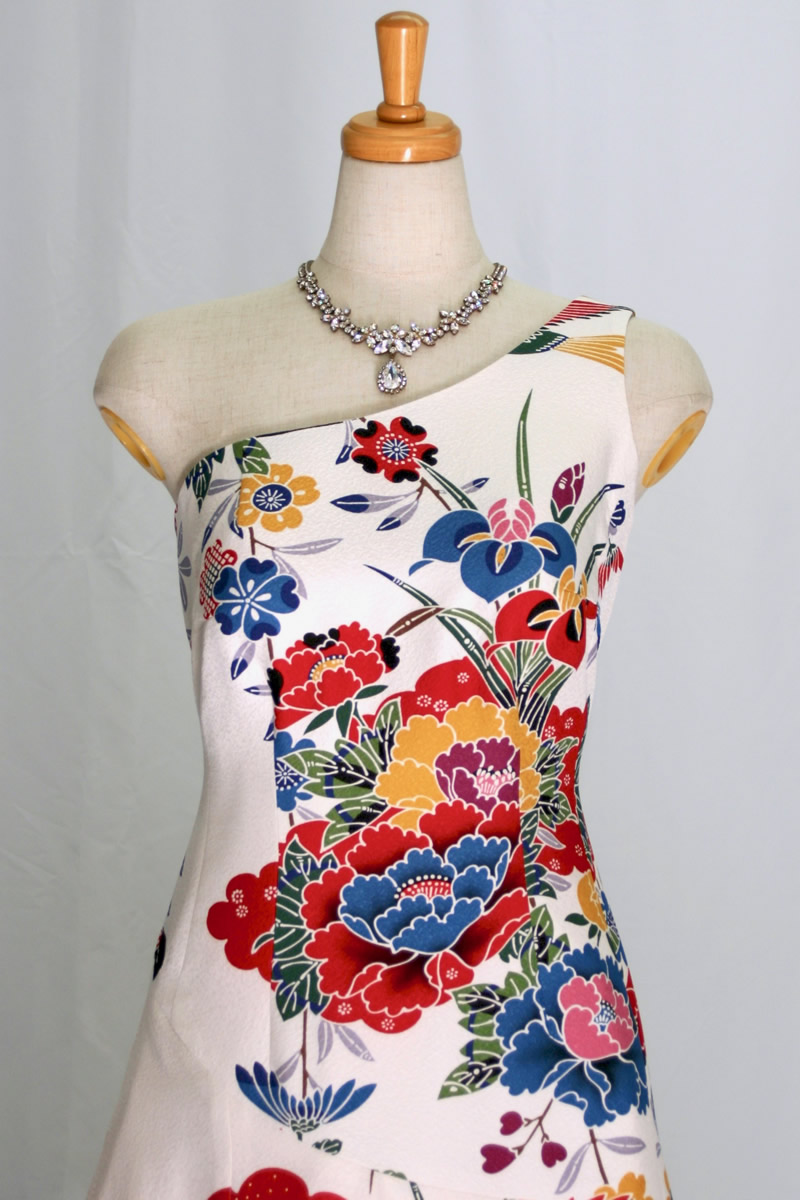 着物ドレス 2222一点物の正絹着物ドレス【着物ドレス 着物リメイク パーティー