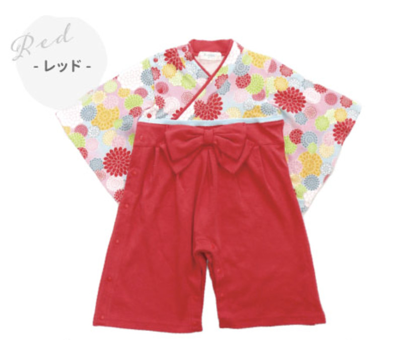 ベビー キッズ 袴 ロンパース【 女の子 】前開き お食い初め 初節句