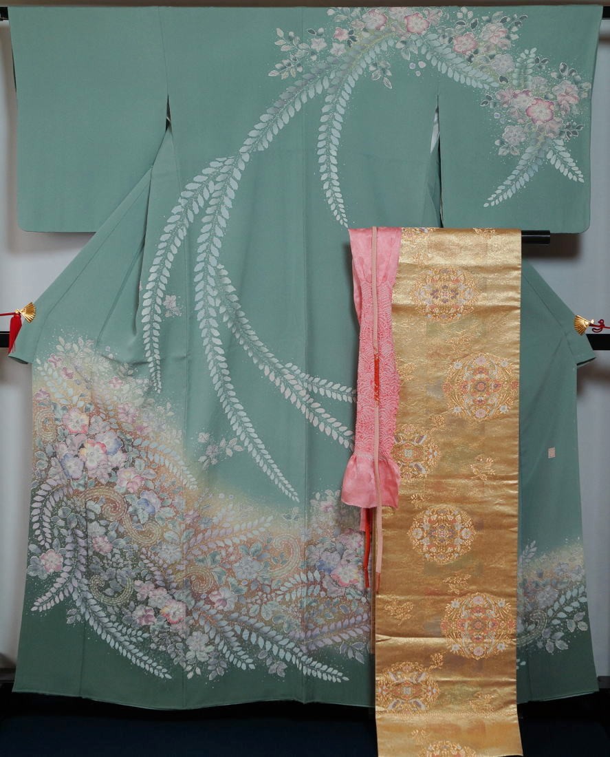 着物セット 辻が花訪問着と袋帯、帯揚げ、帯締め 4点セット 作家物