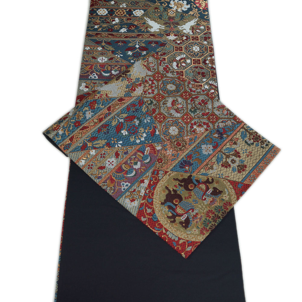 袋帯 全通総唐織 最高級特選帯 唐織 裂取に更紗、馬、蜀江模様 金糸