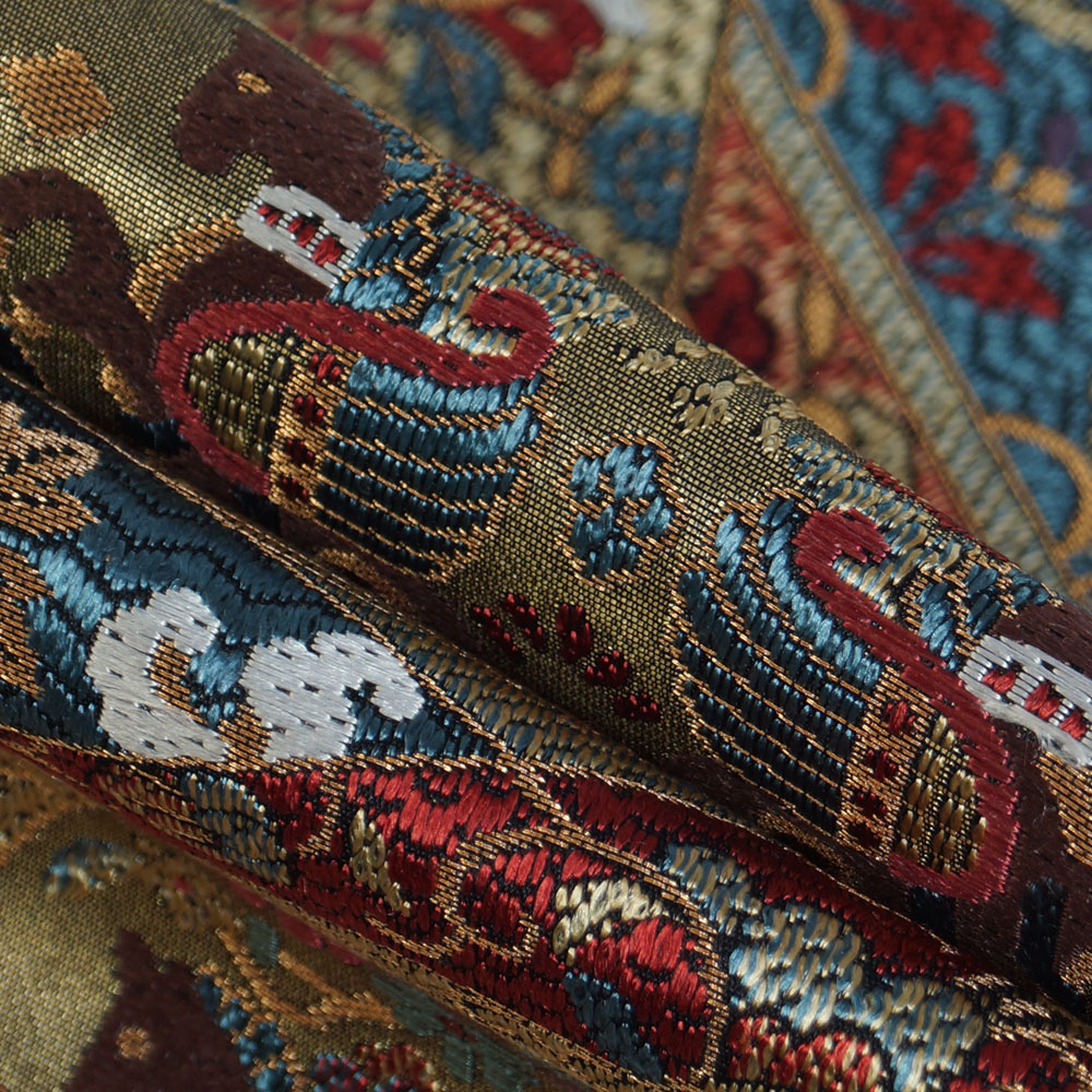 袋帯 全通総唐織 最高級特選帯 唐織 裂取に更紗、馬、蜀江模様 金糸