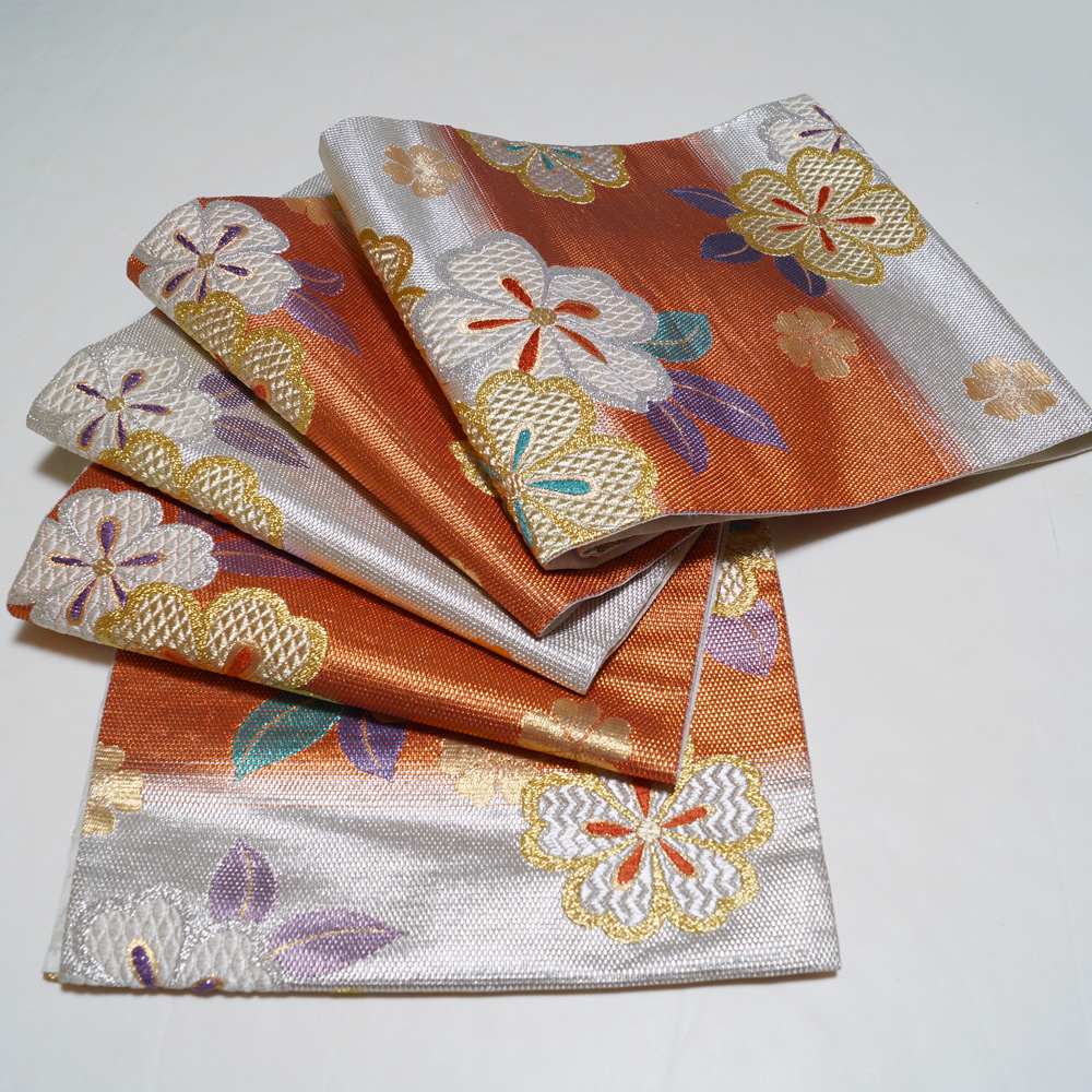 刺繍 袋帯 桜花模様 着物 091w o