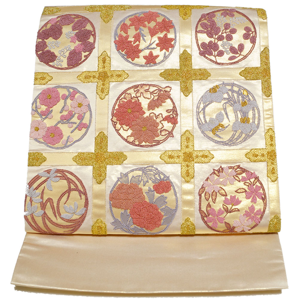 未着用　刺繍　金駒刺繍　金通し　唐花模様　花模様　袋帯　着物 013a p 241101-i24110103g.jpg