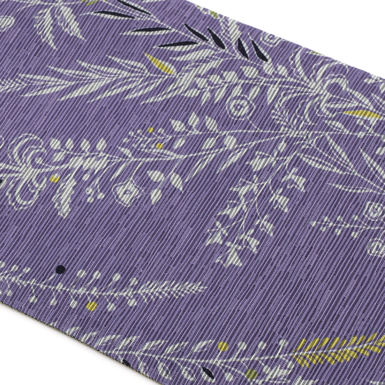 半幅帯 正絹 召しませ花 プリズムレース 黄 紫イエロー × パープル