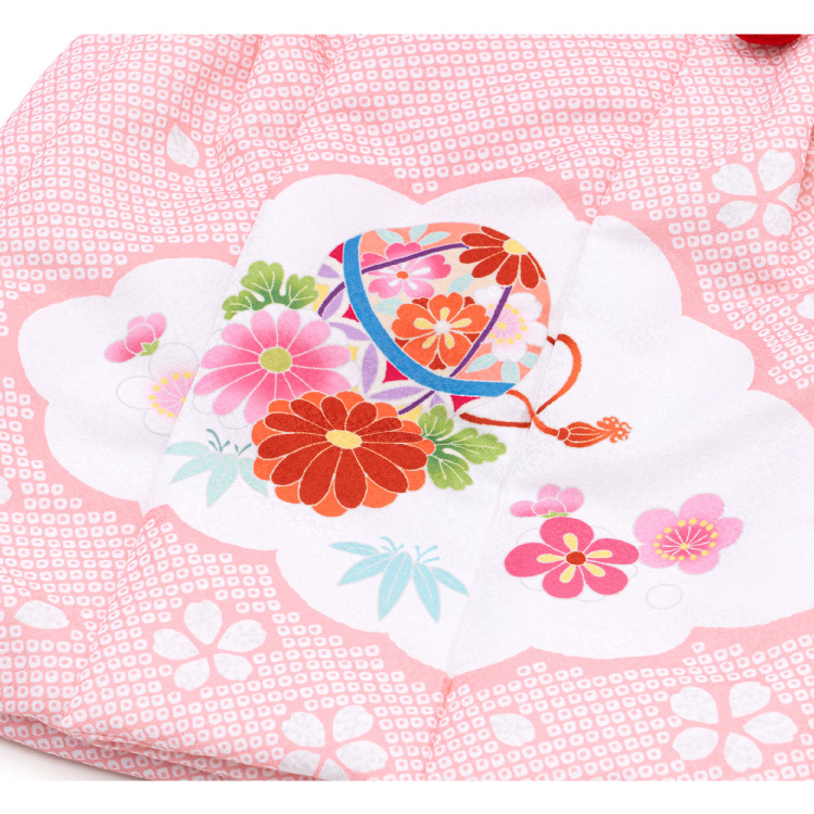 七五三 3歳 被布コート 単品 女の子 ピンク 毬 桜 絞り柄 花柄 三歳 三才 3才の画像
