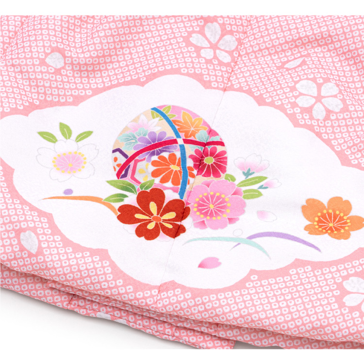 七五三 3歳 被布コート 単品 女の子 ピンク 毬 桜 絞り柄 花柄 三歳 三才 3才の画像
