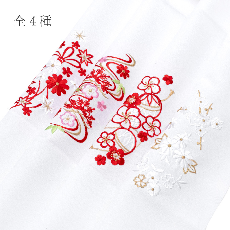 子供用 刺繍衿 七五三 3才 7才 花ひめ 全4柄 白 ホワイト 赤 レッド 金 ゴールド 刺繍 花柄 梅 紅葉 桜 松竹梅