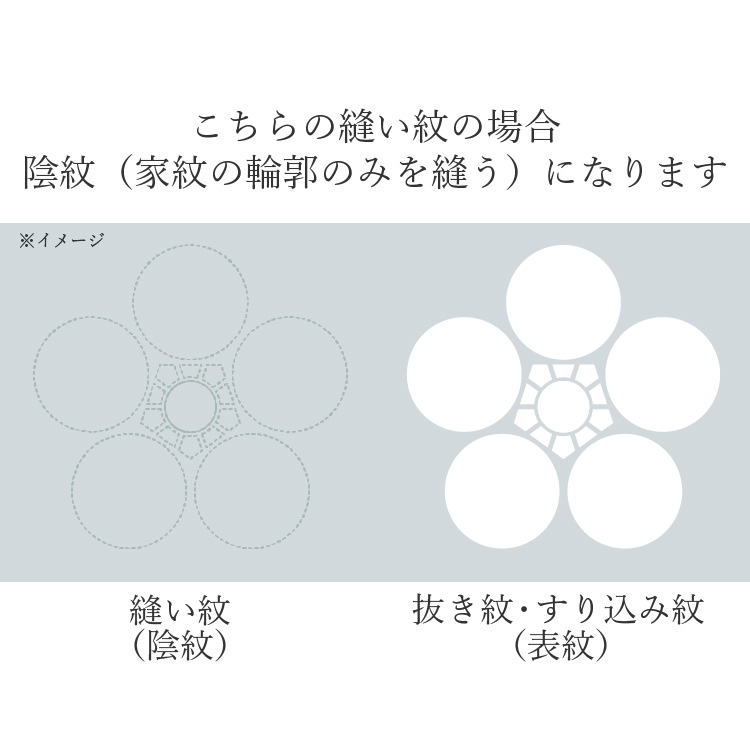 正絹 家紋入れ 染め抜き紋 一つ紋 縫紋 けし縫い