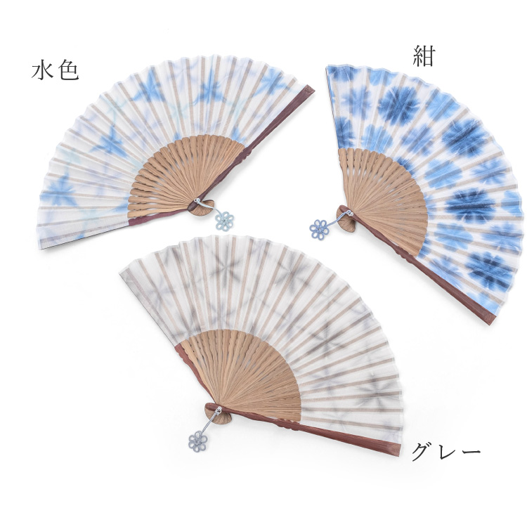 扇子 雪の花 全3色 紺 水色 グレー ネイビー ブルー 桐箱付 贈り物