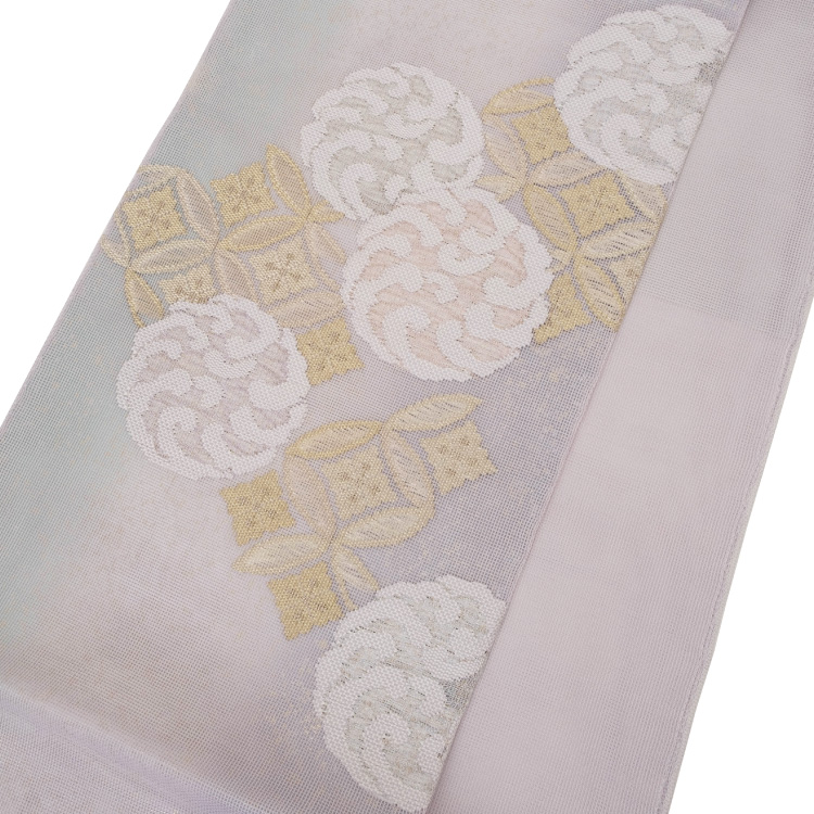 ☆美品 夏帯 訪問着 無地用 西陣織 紗 袋帯（正絹）未使用＜F796