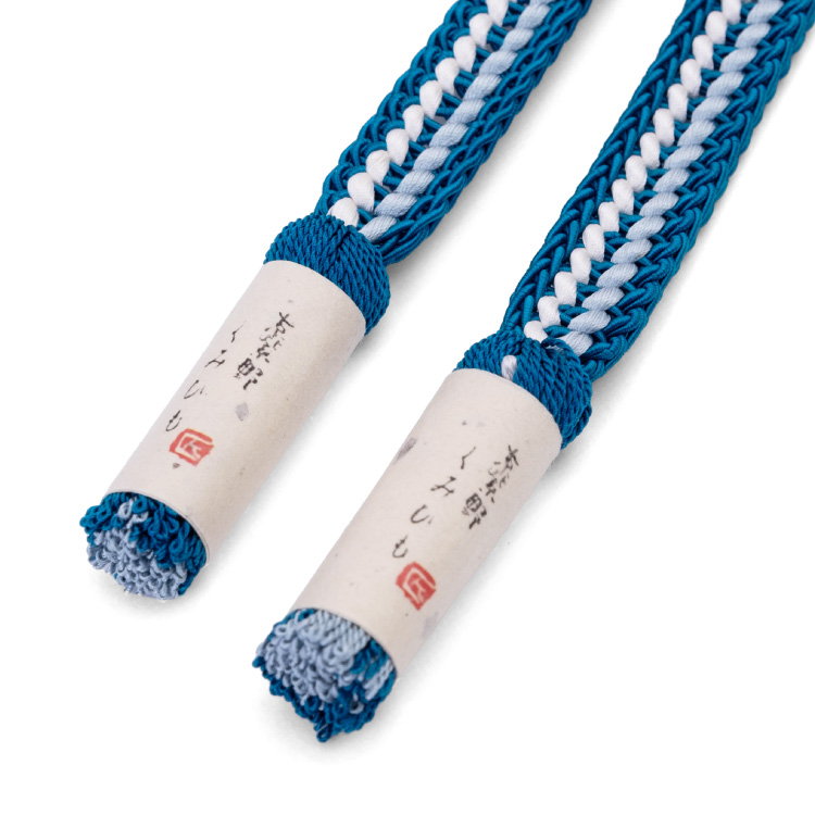 帯締め 夏用 未使用 新品 薄物 平組 正絹 大原商店 レース ブルー 