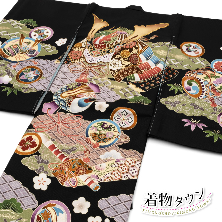 □男児　正絹　お宮参り.祝着.初着.鷹黒　美品 お宮参り 着物 男の子 赤ちゃんのお祝い着 産着 初着 正絹 襦袢
