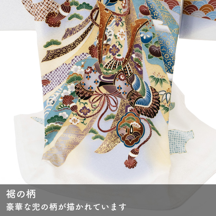 お宮参り 着物 男の子 初着 産着 正絹 鷹 束ね熨斗 刺繍 白 ホワイト