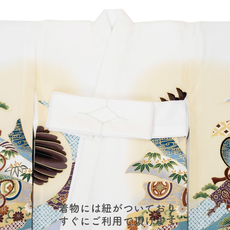 お宮参り 着物 男の子 初着 産着 正絹 鷹 束ね熨斗 刺繍 白 ホワイト