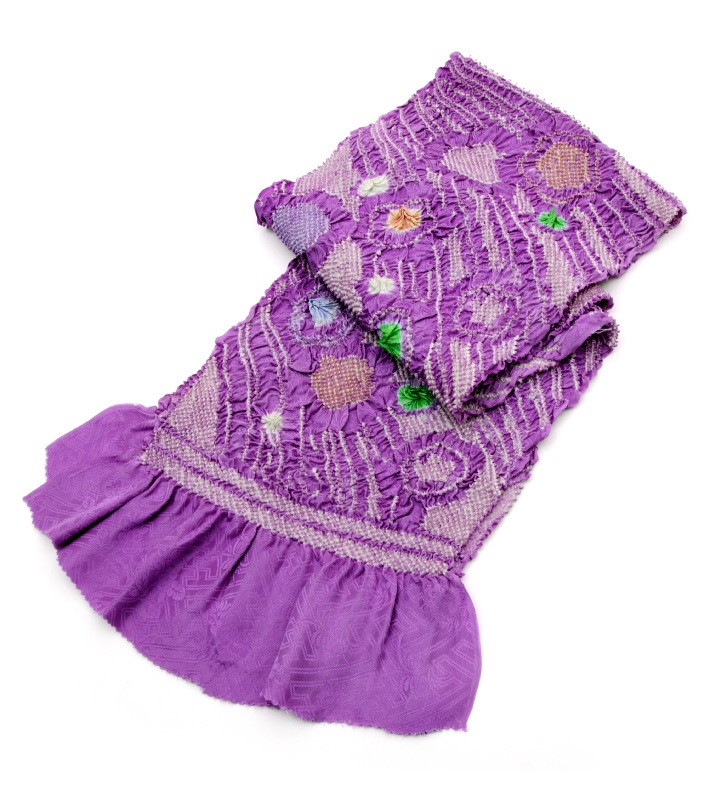 正絹 絞り 帯揚げ パープル 紫 成人式 振袖 梅 帯あげ 帯揚 和装 着物