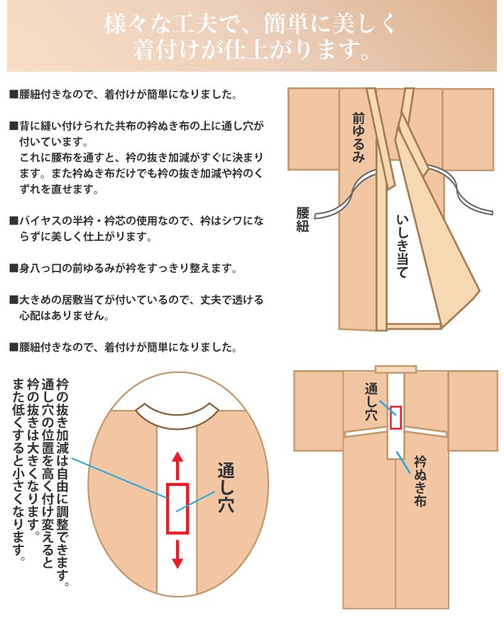 送料無料 着崩れしない長襦袢 東レシルック 長襦袢 絽ちぢみ 夏物 No